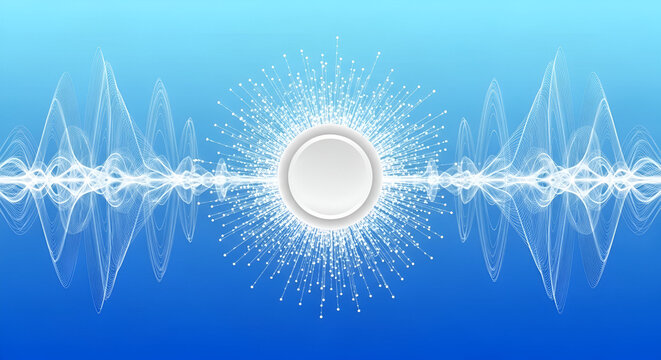 Abstract sound wave and light particles explosion audio