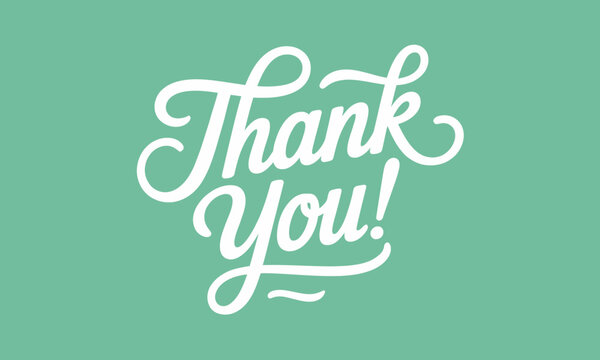 An eye-catching and elegant 'Thank You!' message rendered in a decorative font, suitable for expressing gratitude in various personal and professional contexts.