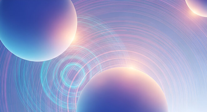 Abstract Spheres and Swirling Light Patterns background
