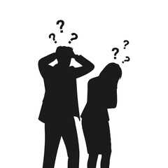 Silhouette of stressed business team facing problems vector illustration