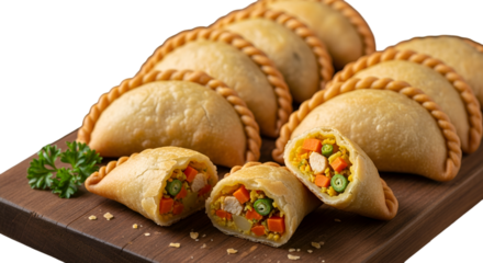 Delicious fresh grilled chicken breast with rice and tasty salmon sushi meal