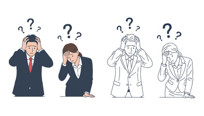 Stressed business team facing challenges with difficult problem solving