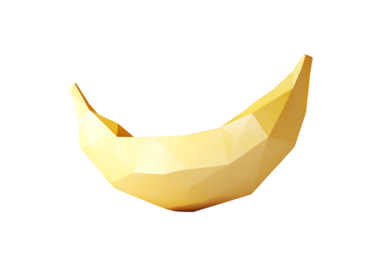 Polygonal Banana Fruit Low Poly Style Isolated on Transparent