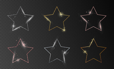 Set of six star shape frames