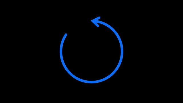Rotating circular arrow loading animation. Refresh, reload, synchronization. Simple cyan circular arrow icon representing refresh reload repeat rotate cycle
