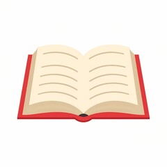 Open Red Book with Blank Pages Isolated on White Background.