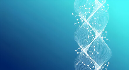 DNA Helix and Molecular Structure on Blue Gradient