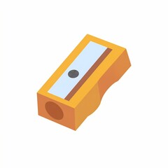 Orange Pencil Sharpener Isometric Icon Isolated on White Background.
