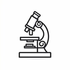 Detailed black and white illustration of a laboratory microscope.