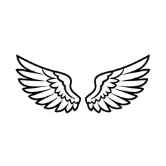 Fototapeta premium Elegant white line art shows beautiful angel wings design element
