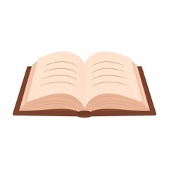 Open Book Illustration with Blank Pages and Brown Cover.