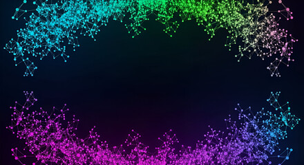 Colorful Abstract Network Structure on Dark Background