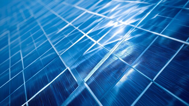 Abstract blue grid pattern features bright reflections across a textured surface