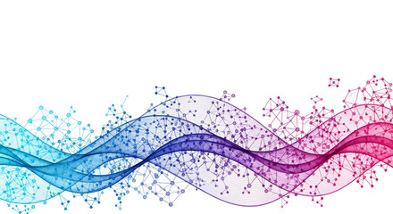Colorful Wavy Network Pattern on White Background connection