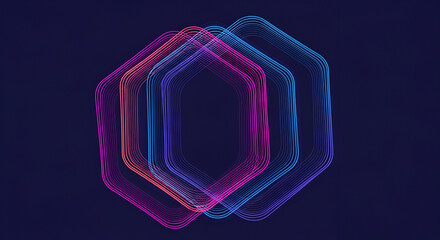 Interlocking Hexagons With Neon Gradient Lines geometric
