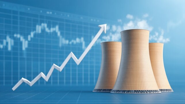 Upward Trend in Nuclear Power Market with Cooling Towers and Rising Graph Representation in a Modern Financial Context