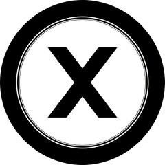 Obraz premium Black x symbol inside a circle isolated on white background