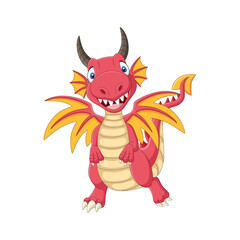 Cartoon happy red dragon standing