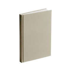 A plain closed hardcover book with a light beige cover isolated on transparent background