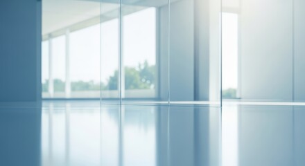 Fototapeta premium Modern bright empty office interior with large windows and natural light