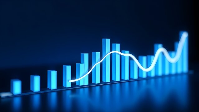 Glowing blue graph line representing modern business growth and futuristic financial analytics