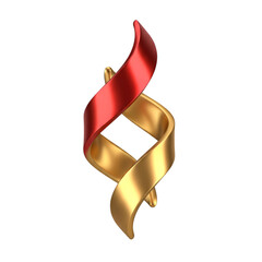 Elegant 3D DNA helix design with red and gold ribbons