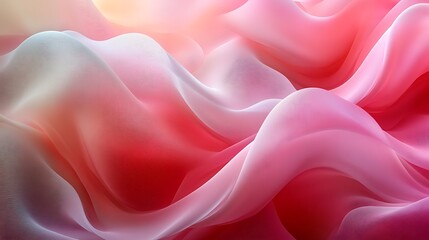 Abstract flowing waves in soft pink, white, and coral gradients background, smooth texture