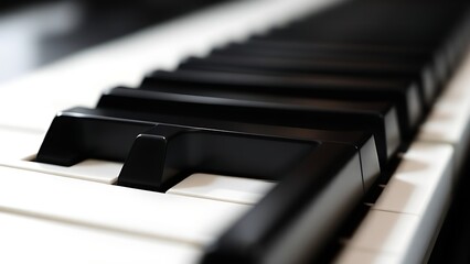 octet. Close-up of piano keys in black and white pattern, elegant musical instrument detail. lifestyle magazines, social media lookbooks, designed for influencer and brand collaborations.