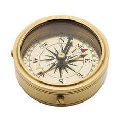 Vintage brass compass with directional markings and transparent background
