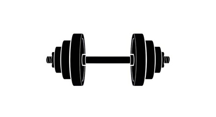 Fototapeta premium Black silhouette of a dumbbell isolated on white background