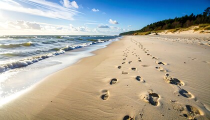 Footprints on a Sandy Beach at Sunset (1)