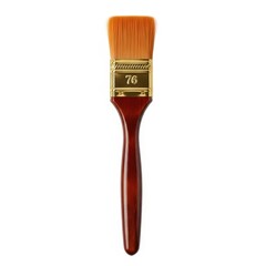 Flat paintbrush with wooden handle isolated on white background