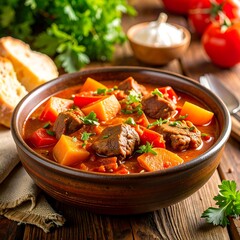 Hearty stew in a bowl (3)
