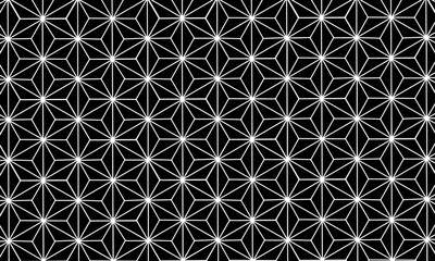 ブラックの麻の葉模様背景　ベクター