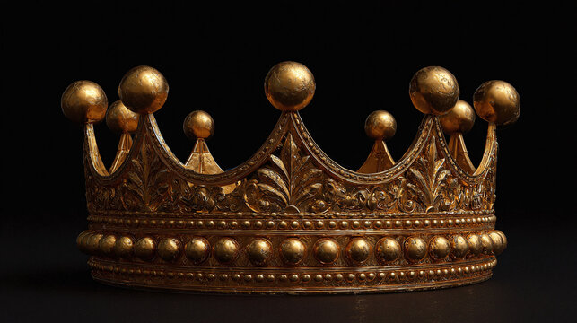 A regal gold crown displayed against a dark backdrop, symbolizing power and royalty
