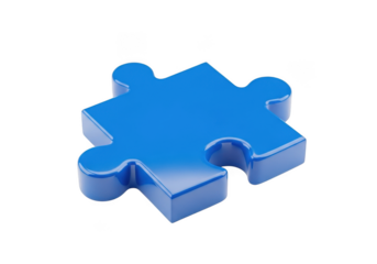 A single blue puzzle piece isolated on transparent background