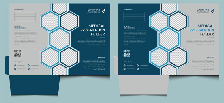 Elegant clean dentist dental care services medical hospital health care editable creative modern corporate company business marketing minimal presentation folder template design blue gray colors.
