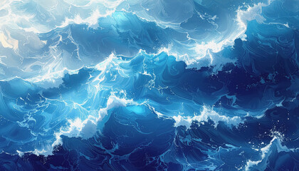 Tranquil blue ocean with gentle waves creating a calming water texture for minimalistic background use