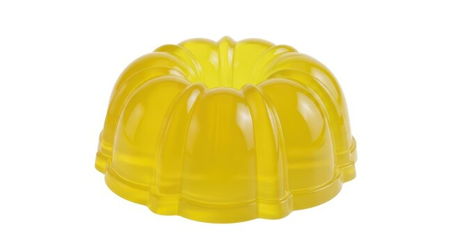 Yellow bundt cake jelly isolated on white background