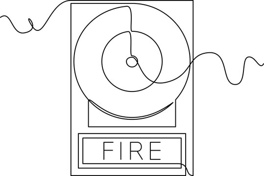 one line art Fire Bell vector illustration. line art, one continuous line, simple, hand drawn and sketch style. for icons, symbols, signs or logos. PNG