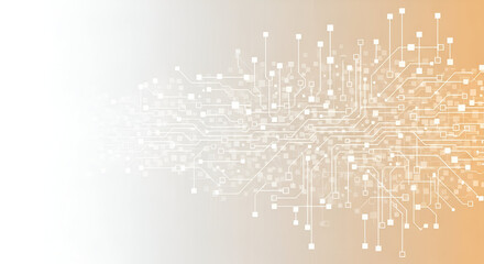 White Circuit Board Pattern on Orange Gradient Background