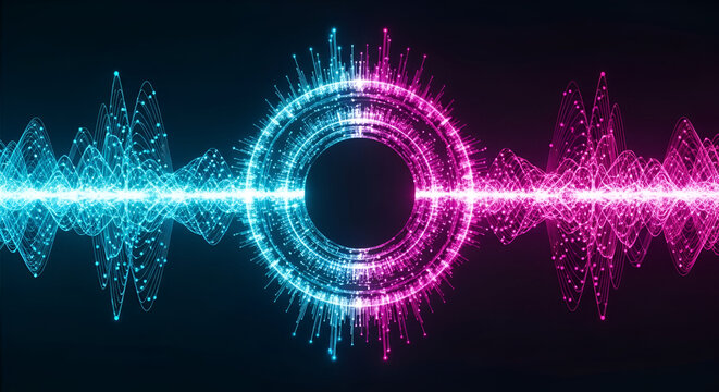 Neon Sound Wave Circle Abstract Background equalizer