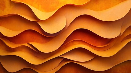 Abstract orange wave pattern background with curved layers and smooth, textured gradients