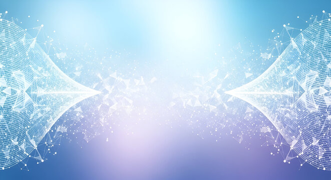 Symmetrical Digital Network with Glowing Orbs abstract