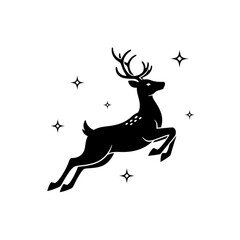 Majestic leaping reindeer with sparkling stars festive holiday spirit