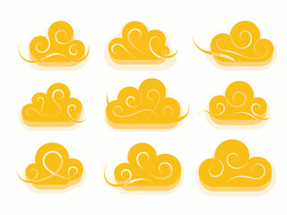 This dynamic image showcases bright yellow clouds with fluid shapes, creating an uplifting atmosphere, perfect for conveying joy and creativity in a design context.