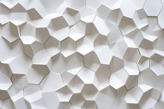 Abstract white hexagon geometric background pattern unique 3d texture, modern design, and innovative architecture