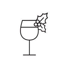  Wine glass with holly leaf