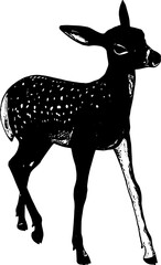 White and black silhouette of a deer