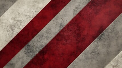 Fototapeta premium Abstract weathered texture Red and white diagonal stripes on grungy concrete background